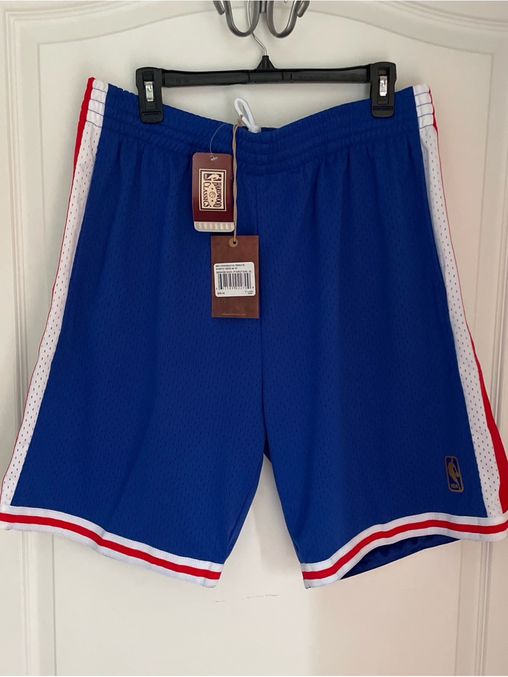 New Mens XL Mitchell & Ness NBA Swingman Alternate Shorts Blue Red White